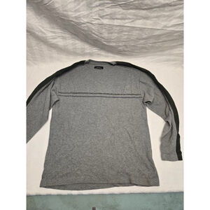 Men's Sonoma Long Sleeve Shirt Size S Gray with Olive Green Stripes